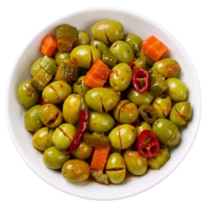 Hot Cracked Green Olives
